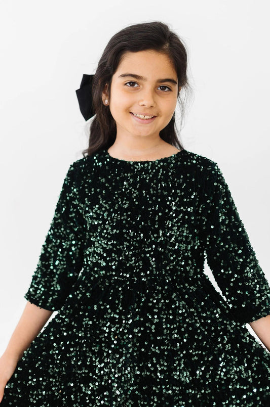 Hunter Green Velvet Sequin Dress