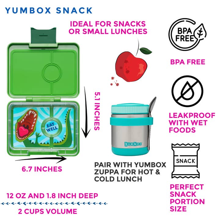 Snack Size Bento Lunch Box Jurassic Green (Dinosaur)