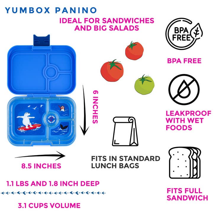 Leakproof Sandwich Friendly Bento Box - Yumbox Surf Blue