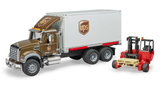 Bruder 02828 MACK Granite UPS Logistics Truck and Forklift