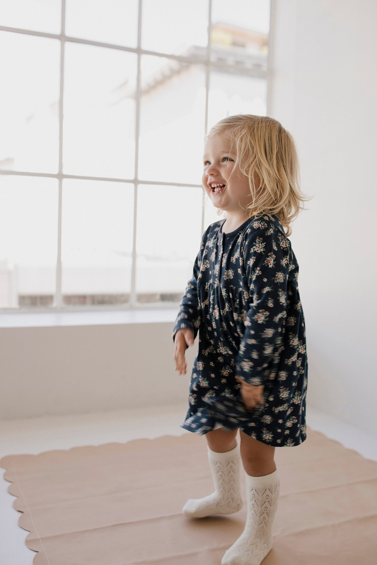 Organic Cotton Dress - Sapphire Floral