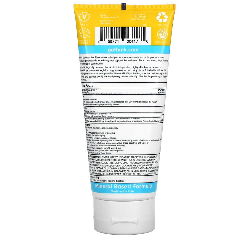 6oz Thinkbaby Safe Sunscreen Spf 50+