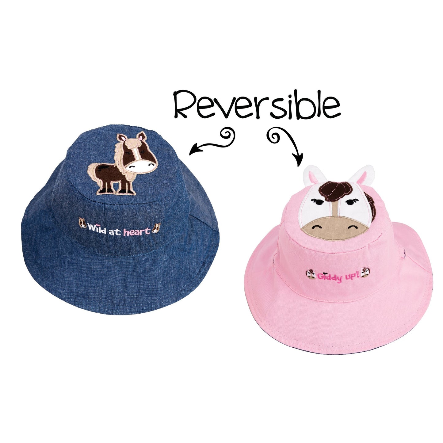 Reversible Kids & Toddler Sun Hat - Horses
