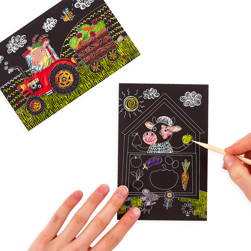 Farm animals scratch and scribble mini scratch art kit