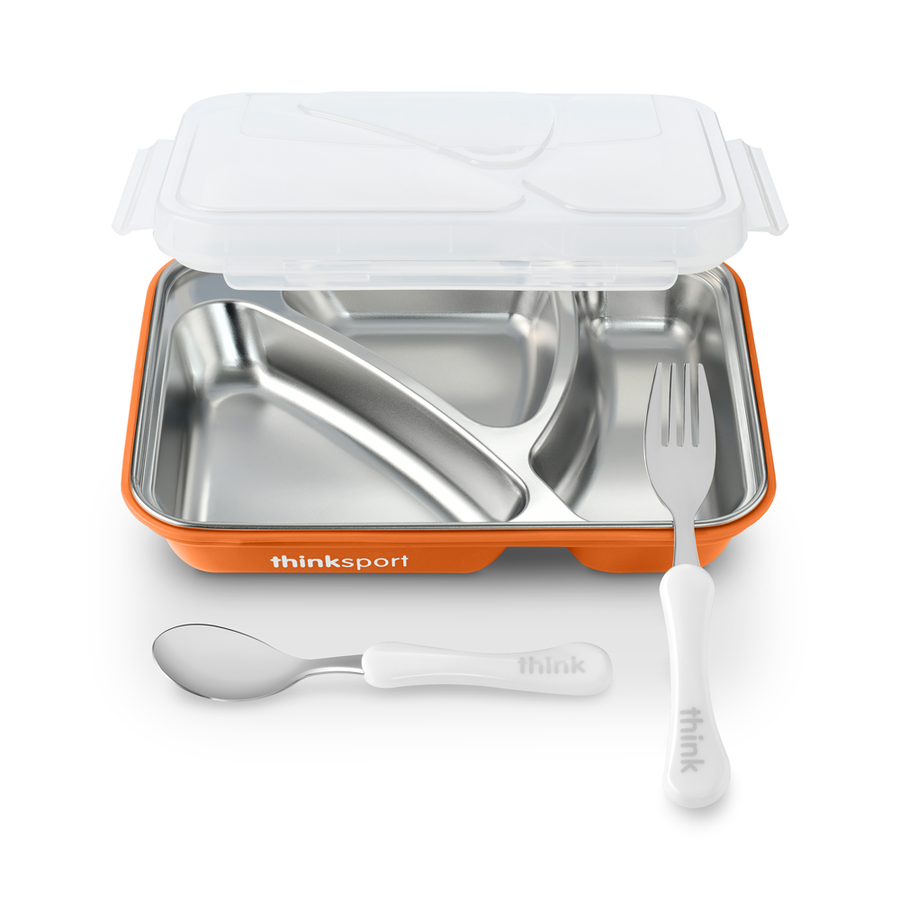 Airtight Lunch Container With Fork Spoon - Orange