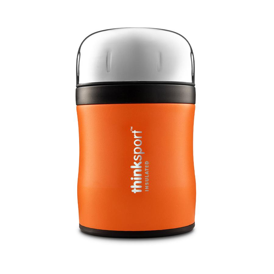 Insulated Food Container With Spork - Coated Orange 12oz