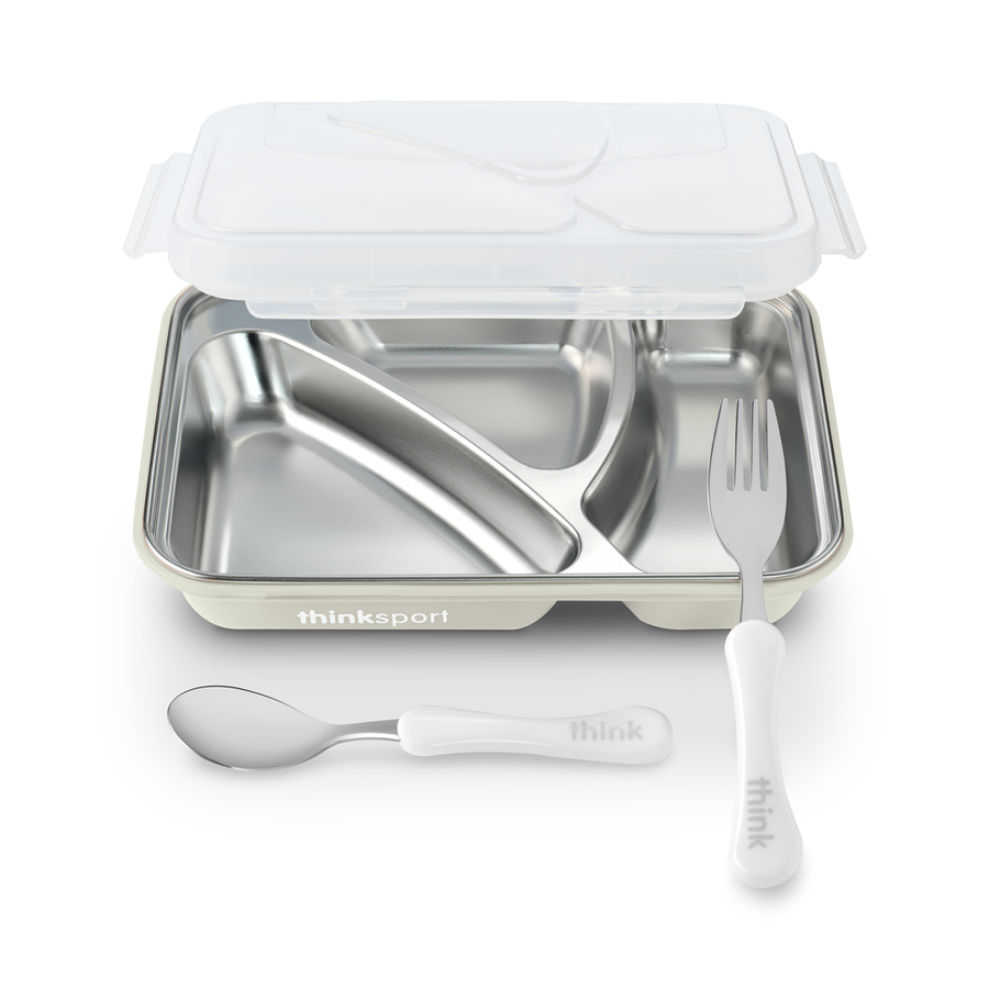 Airtight Lunch Container With Fork Spoon - White