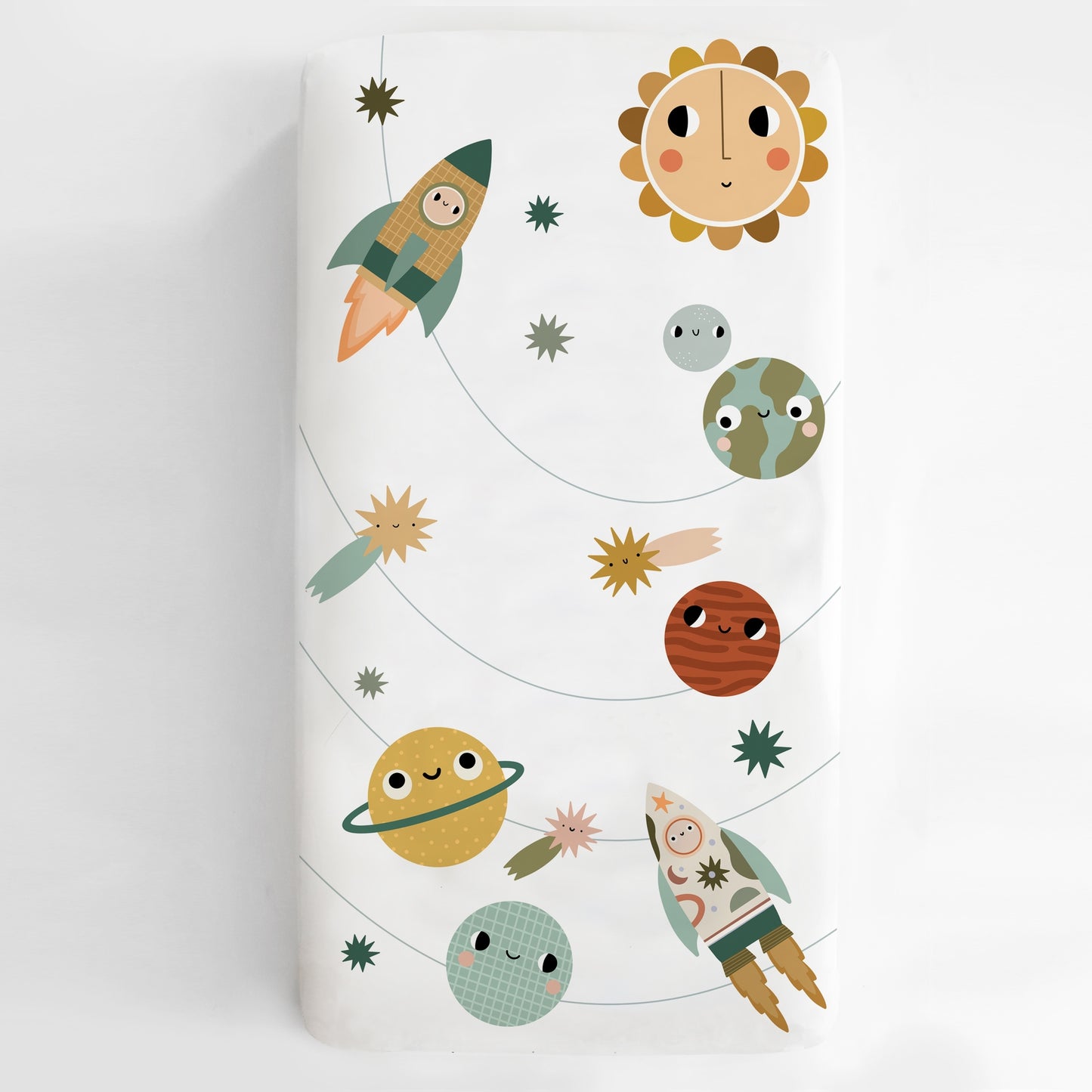 Cotton Sateen Crib Sheet: Space Explorer