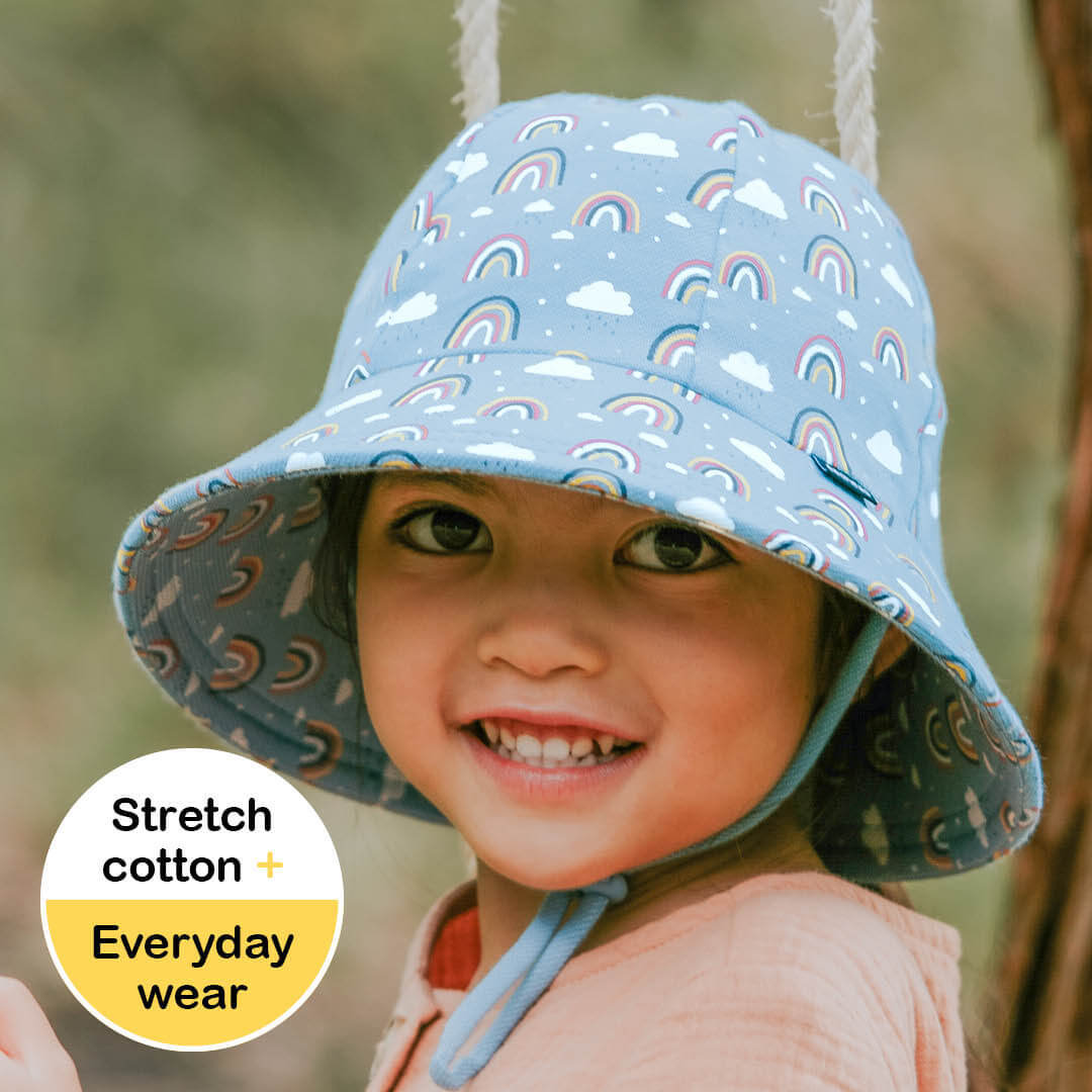 Kids Ponytail Bucket Sun Hat - Rainbow