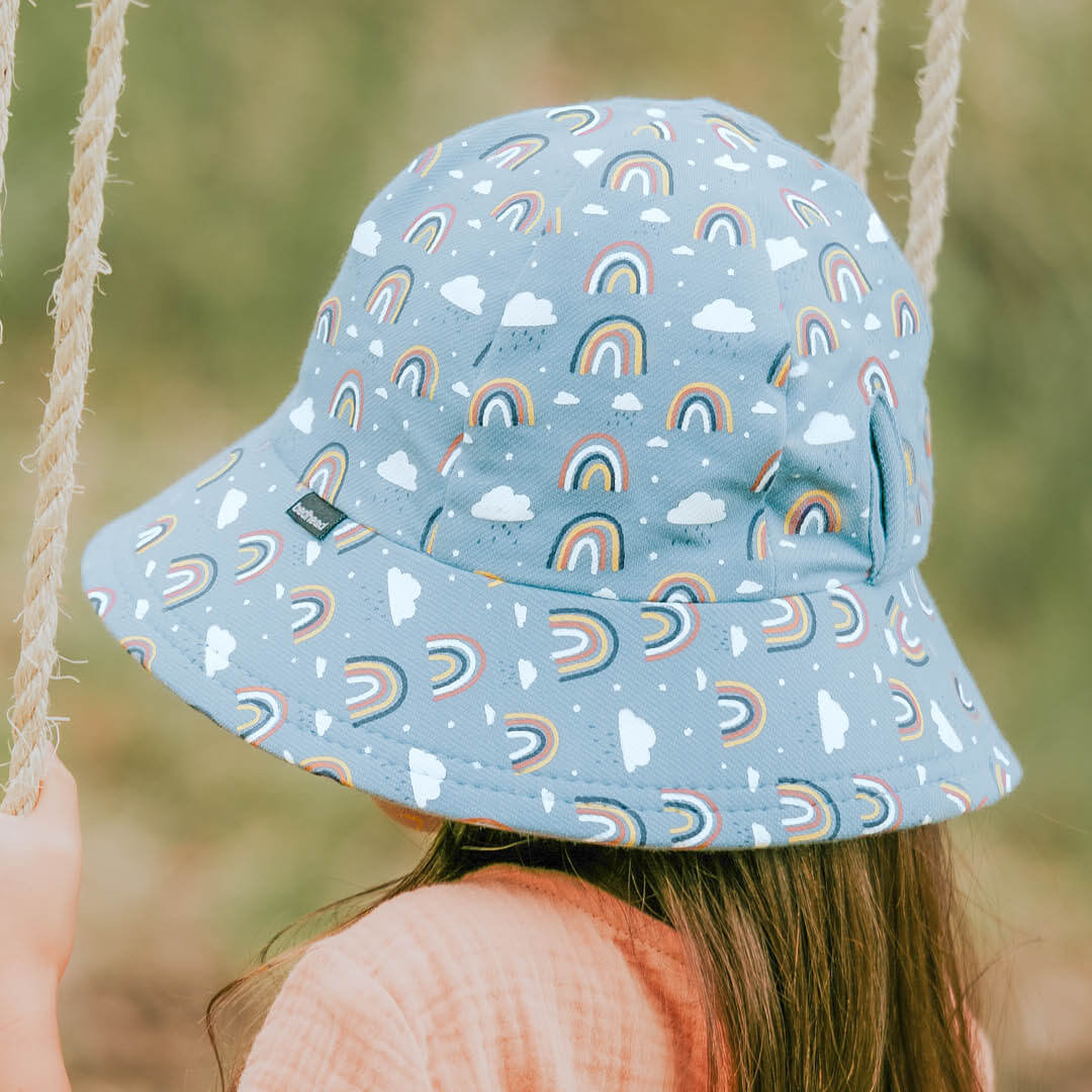 Kids Ponytail Bucket Sun Hat - Rainbow