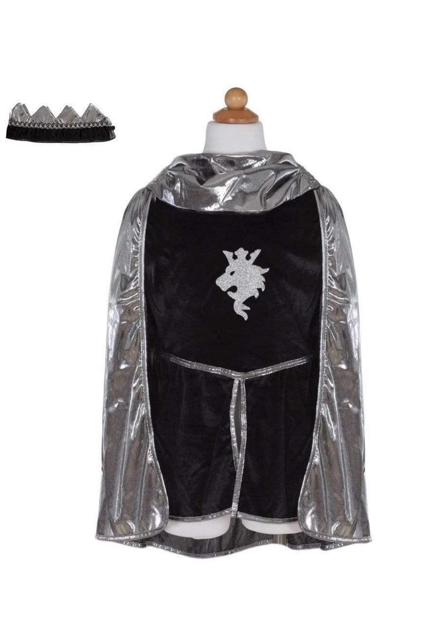 SILVER KNIGHT SET WITH TUNIC, CAPE AND CROWN