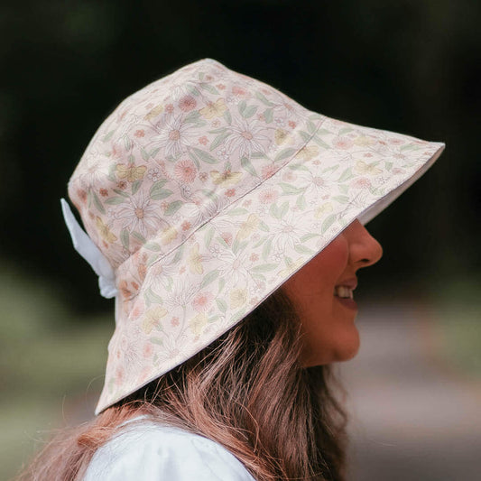 'Vacationer' Reversible Ladies Sun Hat - Wildflower / Blanc