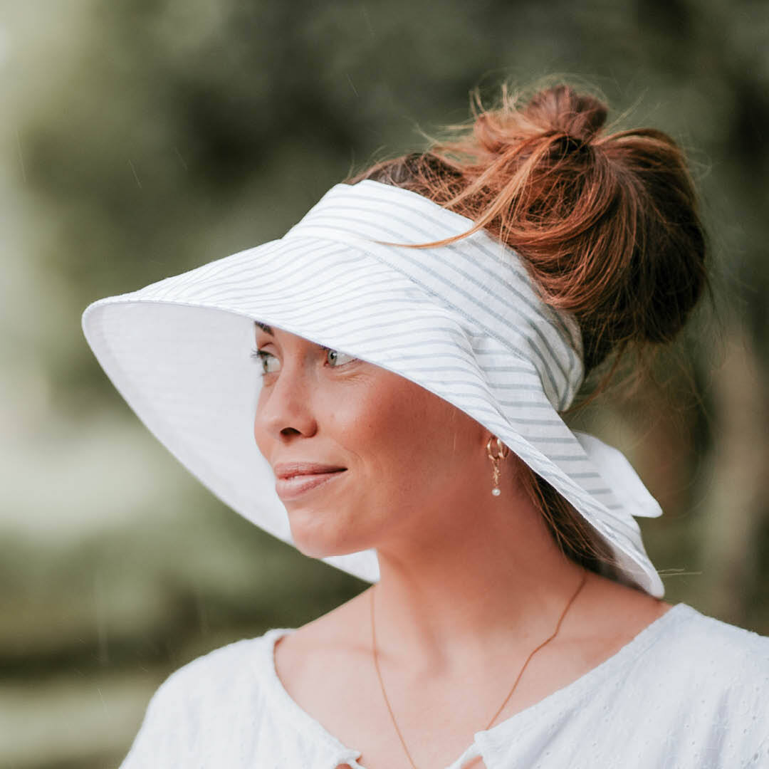 'Voyager' Ladies Wide-Brimmed Visor Sun Hat - Finley / Blanc