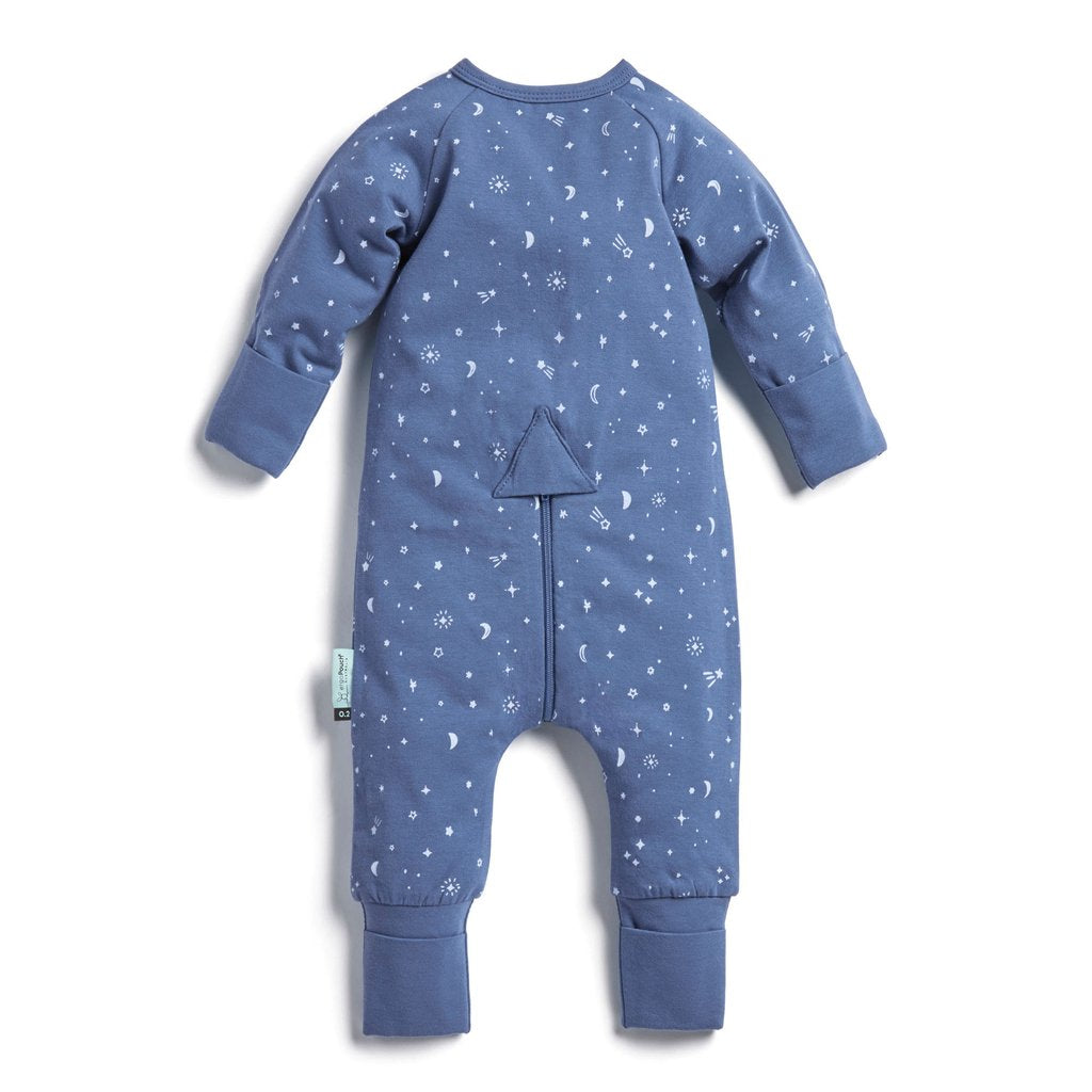Long Sleeve Organic Cotton Pajamas (0.2 Tog) - Night Sky with 3-way zip