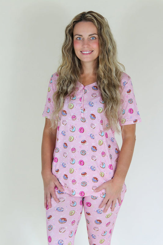 Limited Edition! Pink Donut Bamboo Women's Pajama Set