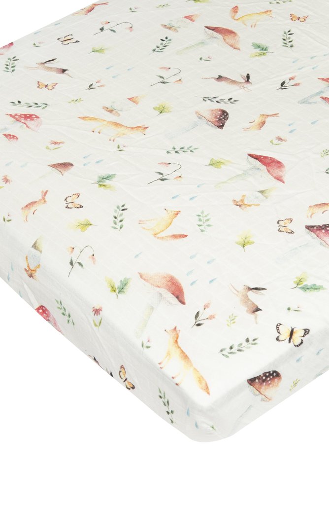 Fitted Crib Sheet - Woodland Gnome