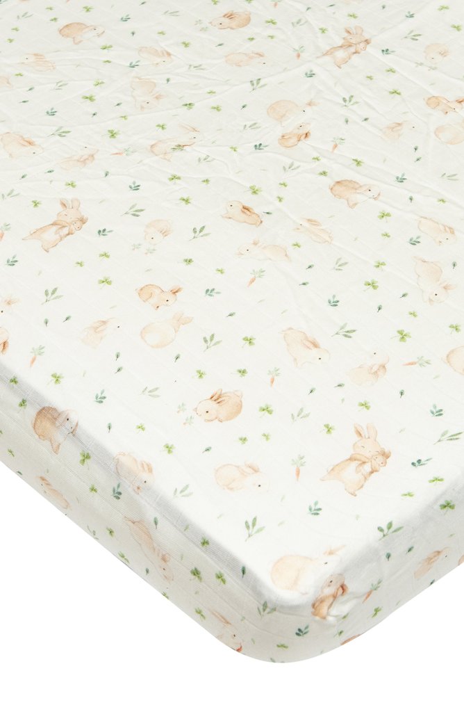 Fitted Crib Sheet - Bunny Meadow