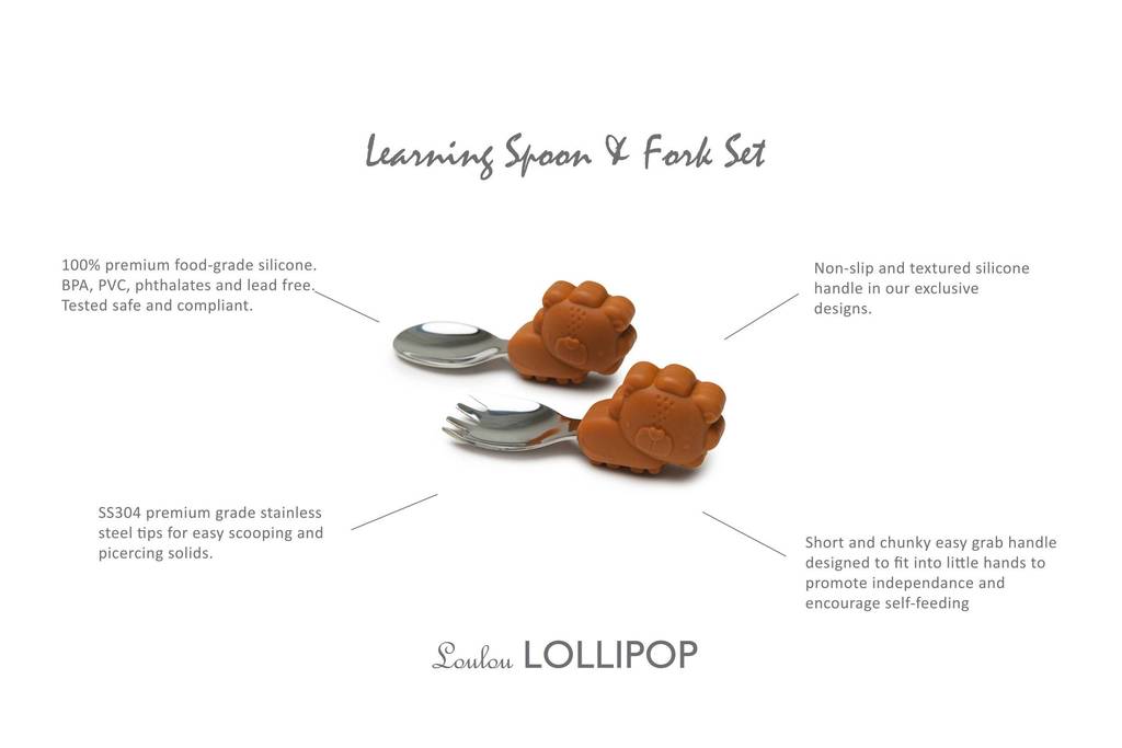 Learning Spoon And Fork Set - Lion