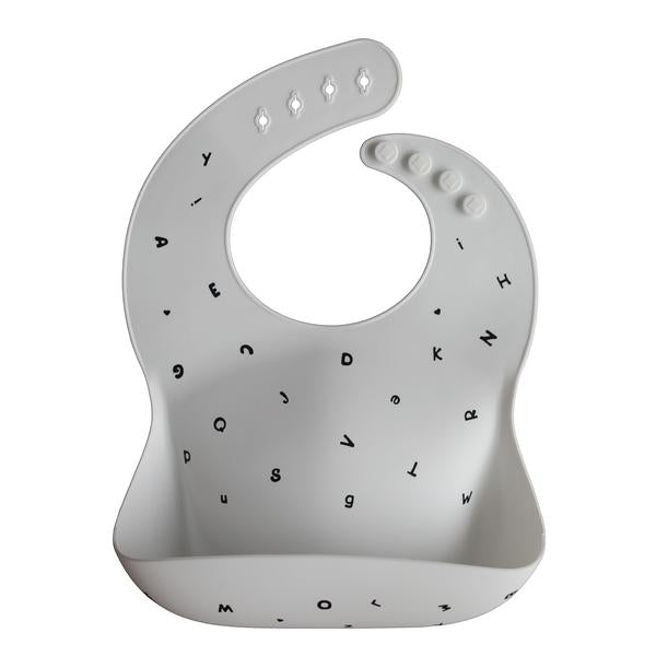 Silicone Baby Bib (Letters White)