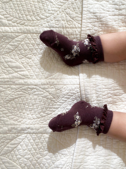 Frill Ankle Sock - Petite Fleur Blackberry