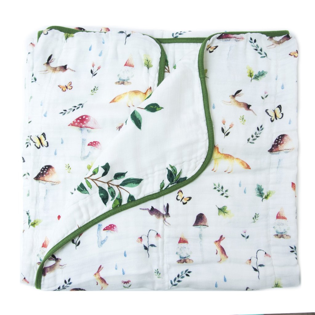 Muslin Quilt Blanket - Woodland Gnome