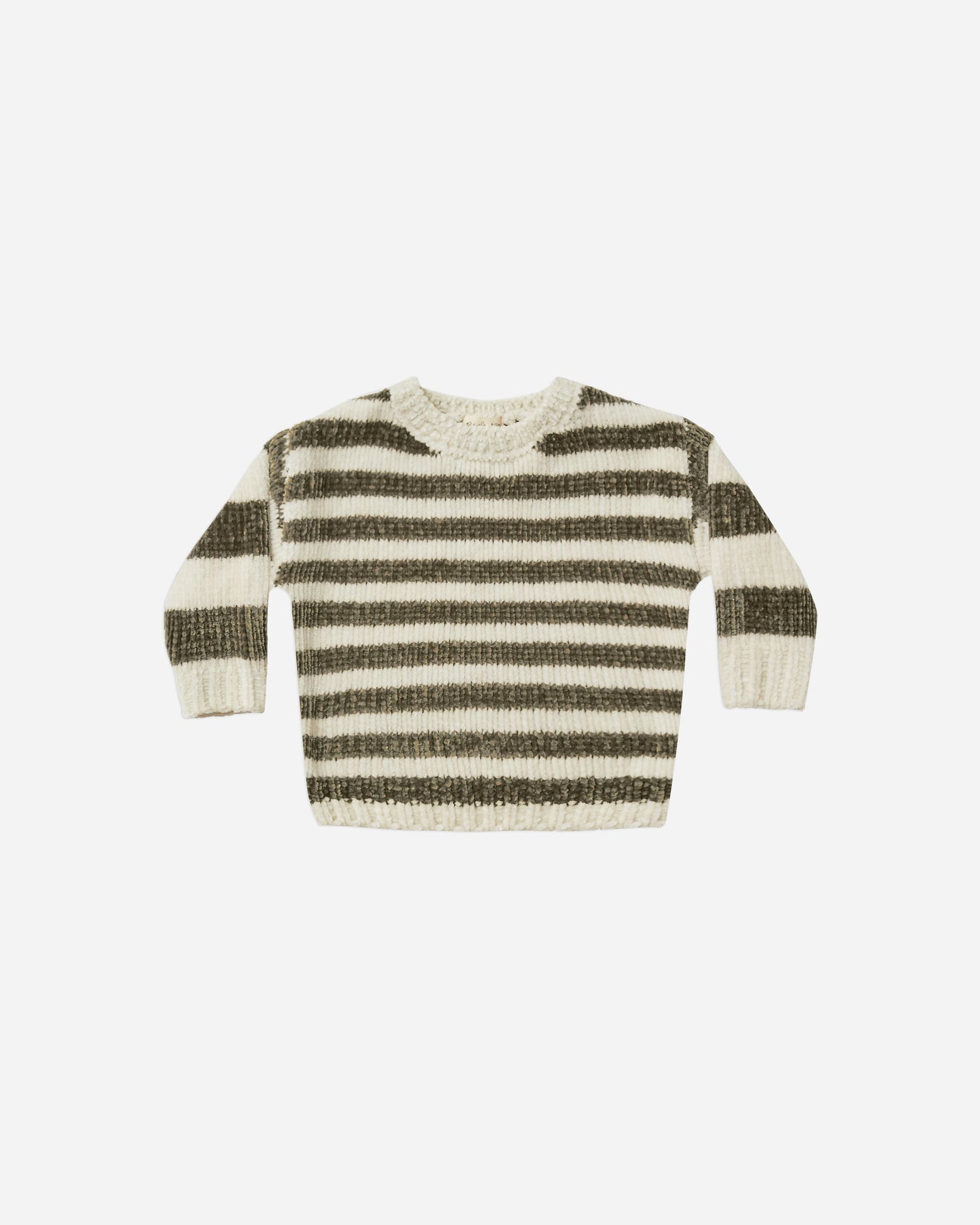 chenille sweater || olive stripe