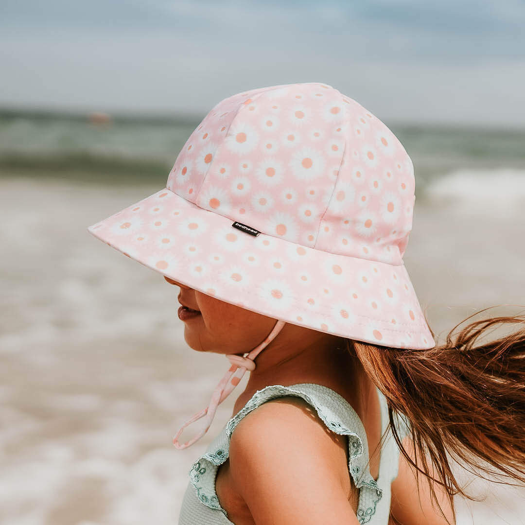 Girls Beach Hat Ponytail Bucket - Daisy