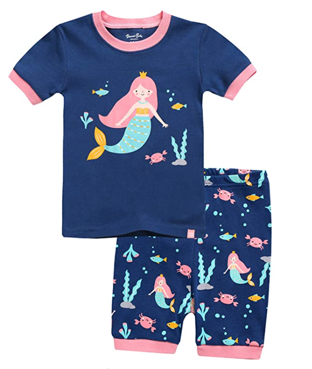Mermaid Navy Short Sleeve Pajama Set