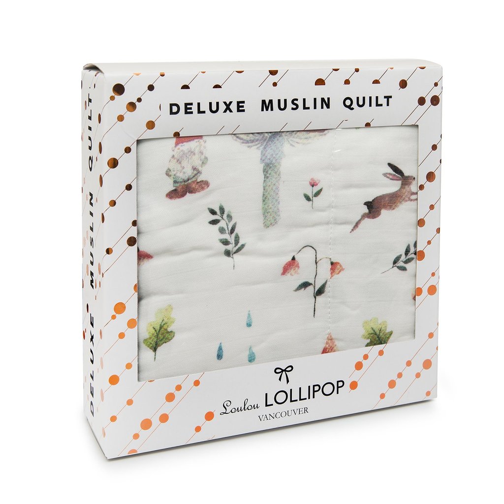 Muslin Quilt Blanket - Woodland Gnome