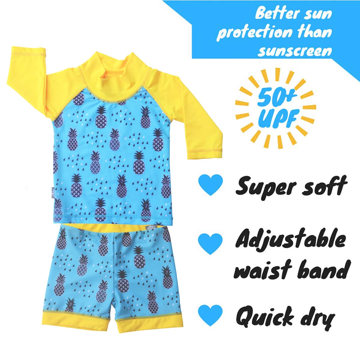 Pineapple | Swimwear UV Shirt Shorts Set for Kids